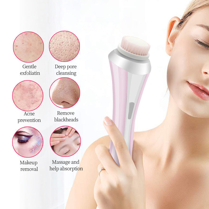 Pink Rechargeable Facial Cleansing Brush Kit with 4 Heads & Charging Dock V888-ELOSUNG22779