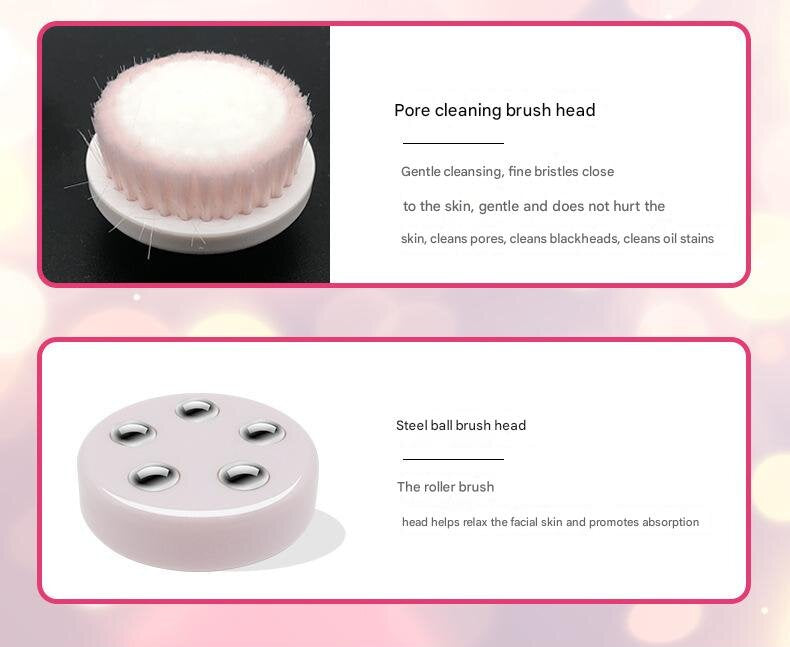 Pink Rechargeable Facial Cleansing Brush Kit with 4 Heads & Charging Dock V888-ELOSUNG22779
