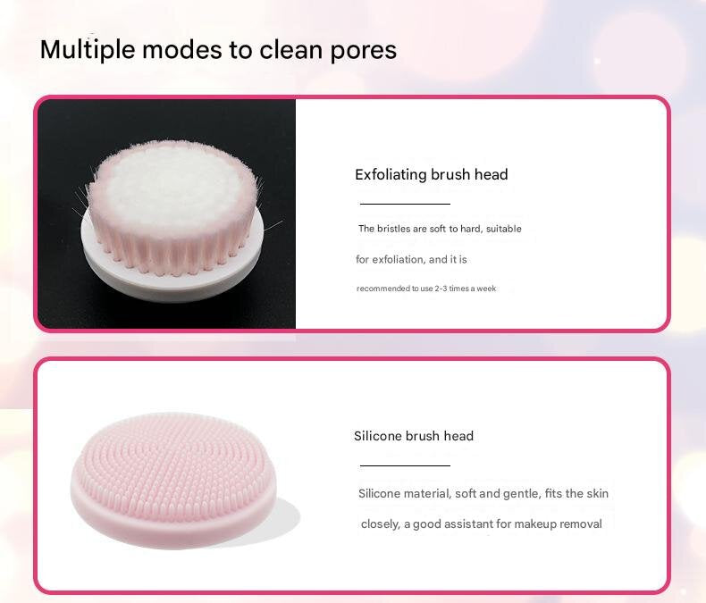 Pink Rechargeable Facial Cleansing Brush Kit with 4 Heads & Charging Dock V888-ELOSUNG22779