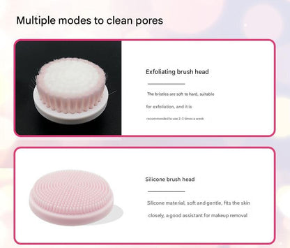 Pink Rechargeable Facial Cleansing Brush Kit with 4 Heads & Charging Dock V888-ELOSUNG22779