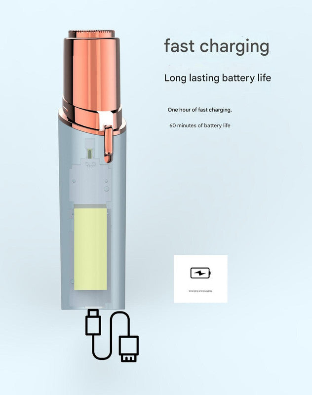 White Mini Lipstick Electric Shaver - USB Rechargeable Facial Hair Remover V888-ELOSUNG22782