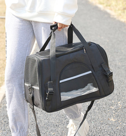 Portable Pet Bag for Small Dogs and Cats - Black Travel Tote with Pet Mat (44x25x28cm) V888-ELOSUNG22794
