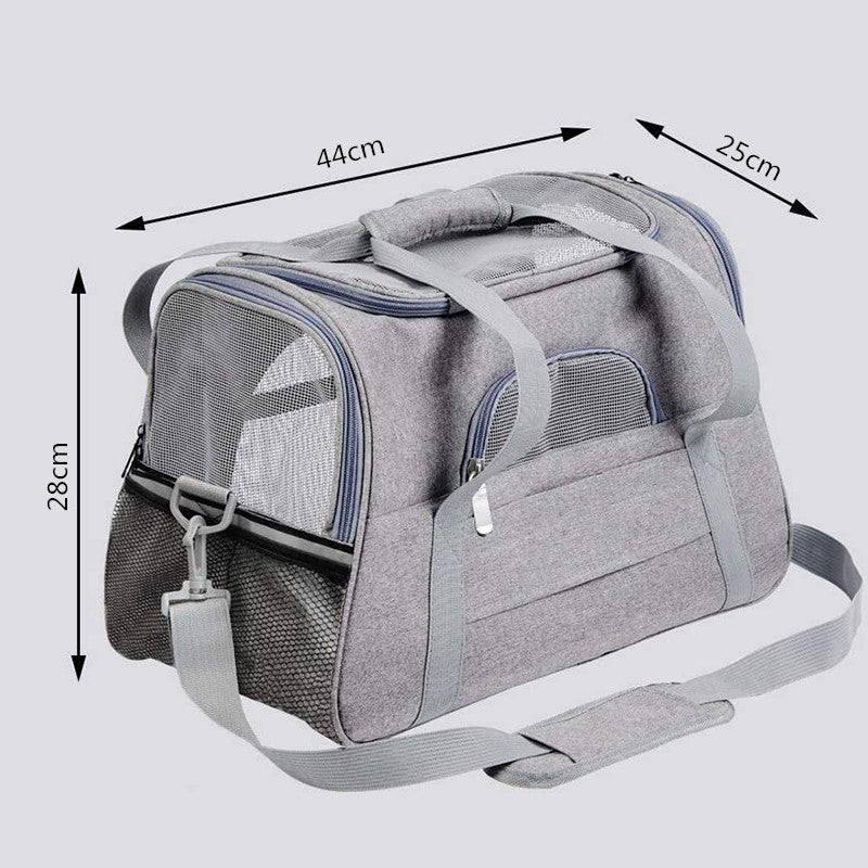 Portable Pet Bag for Small Dogs and Cats - Dark blue Travel Tote with Pet Mat (44x25x28cm) V888-ELOSUNG22798