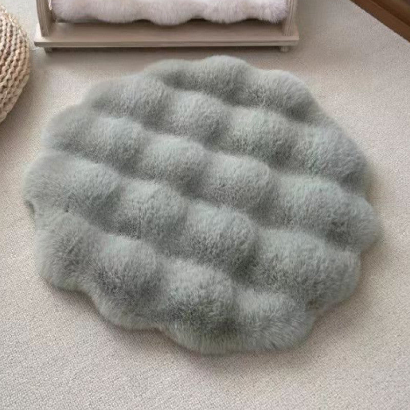 Matcha color Plush Round Cat Mat - Soft Faux Fur Sleeping Pad (40cm Diameter) V888-ELOSUNG22816