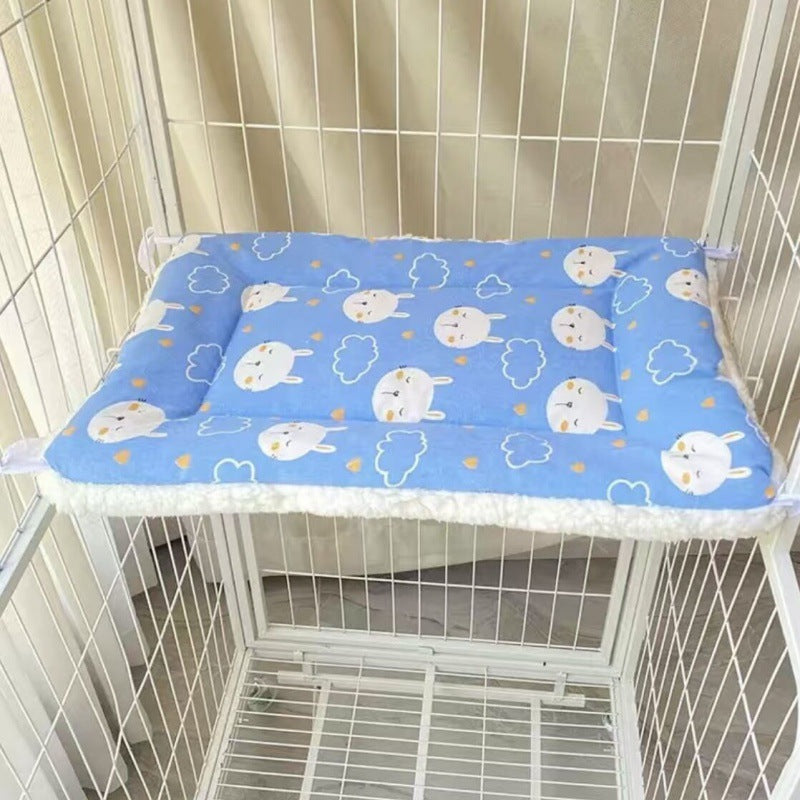 Tie-On Cat Cage Platform Pad - Rabbit pattern on Blue background (30x75cm) V888-ELOSUNG22837