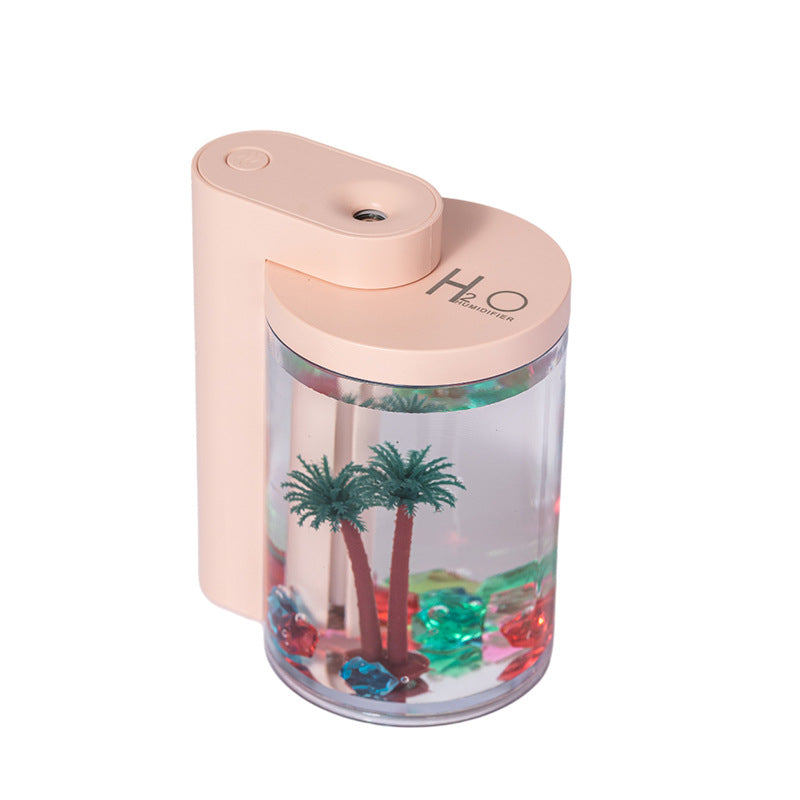 Pink Mini USB Micro Landscape Humidifier - 260ml Cool Mist Maker with LED Light V888-ELOSUNG22841