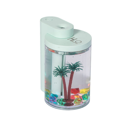 Green Mini USB Micro Landscape Humidifier - 260ml Cool Mist Maker with LED Light V888-ELOSUNG22842