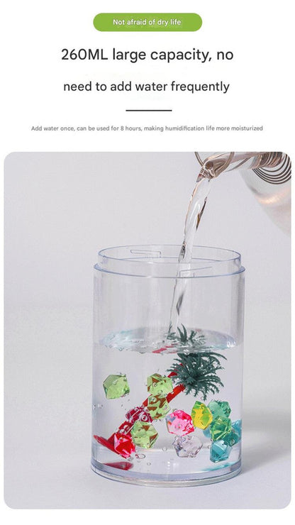 Green Mini USB Micro Landscape Humidifier - 260ml Cool Mist Maker with LED Light V888-ELOSUNG22842