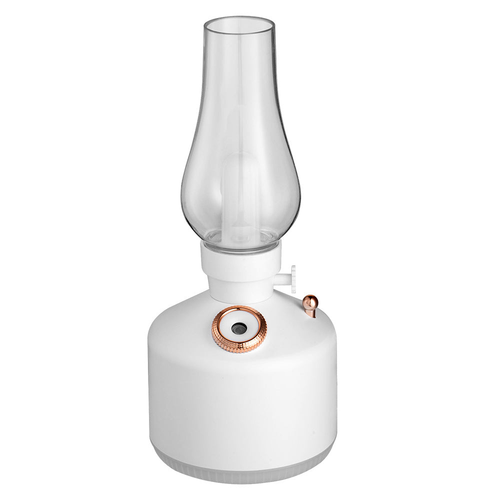 White Retro Kerosene Lamp Humidifier - Rechargeable Cool Mist Maker with Dimmable Light V888-ELOSUNG22847