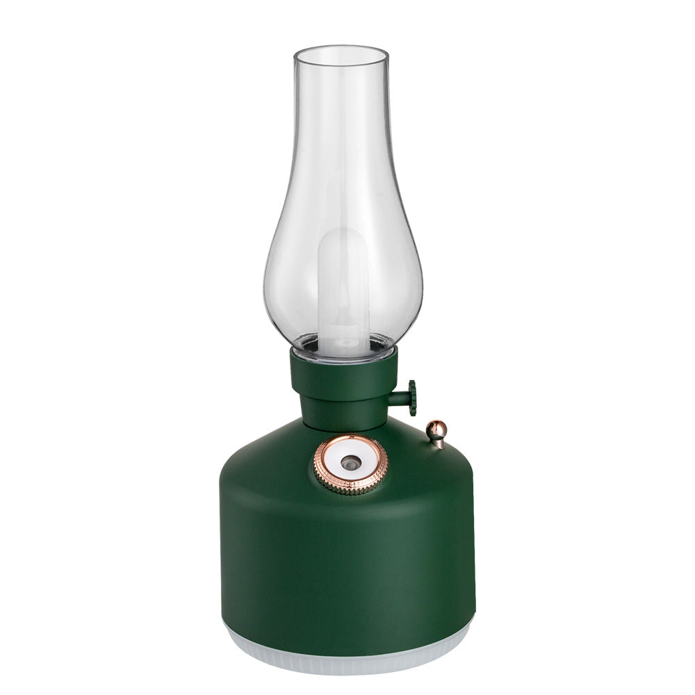 Green Retro Kerosene Lamp Humidifier - Rechargeable Cool Mist Maker with Dimmable Light V888-ELOSUNG22848