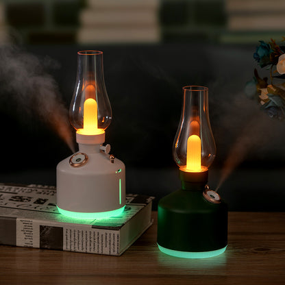 Green Retro Kerosene Lamp Humidifier - Rechargeable Cool Mist Maker with Dimmable Light V888-ELOSUNG22848