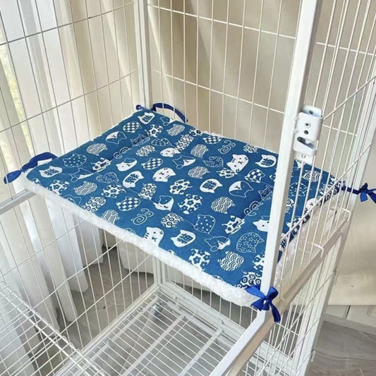 Cat Cage Platform Mat - white cat pattern on Blue background (40x60cm) V888-ELOSUNG22850