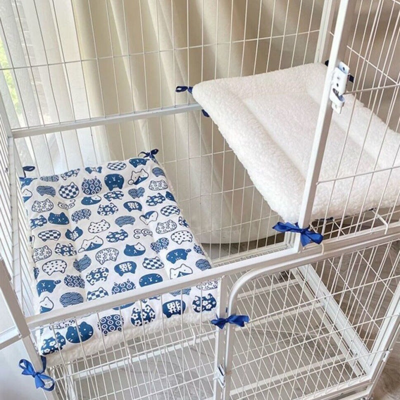 Cat Cage Platform Mat - Blue cat pattern on white background (40x60cm) V888-ELOSUNG22854