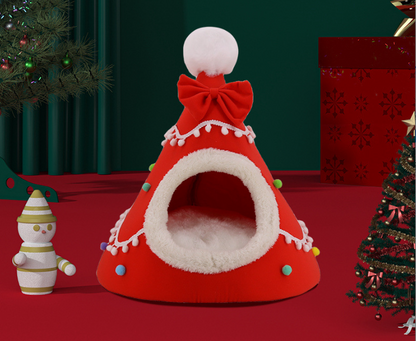 Festive Detachable Pet House - Cozy Red Candye Design (S - 37x46cm) V888-ELOSUNG22861