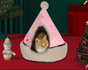 Festive Detachable Pet House - Cozy Pine Needle Wool Christmas Hat Design (S - 37x46cm) V888-ELOSUNG22863