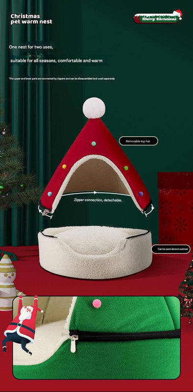 Festive Detachable Pet House - Cozy Green Christmas tree Design (S - 37x46cm) V888-ELOSUNG22864