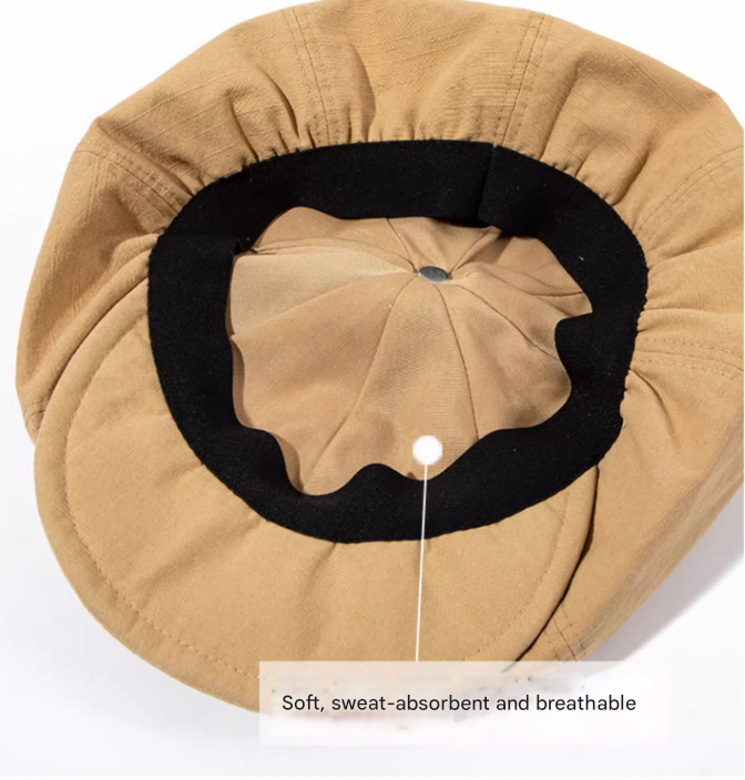 Black Women's Vintage Style Baker Boy Cap - Soft Cotton Linen Blend V888-ELOSUNG22880