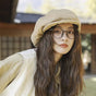 Beige Women's Vintage Style Baker Boy Cap - Soft Cotton Linen Blend V888-ELOSUNG22881