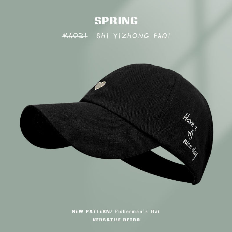 Black Stylish Ponytail Opening Baseball Cap - Have a Nice Day" Embroidery" V888-ELOSUNG22887