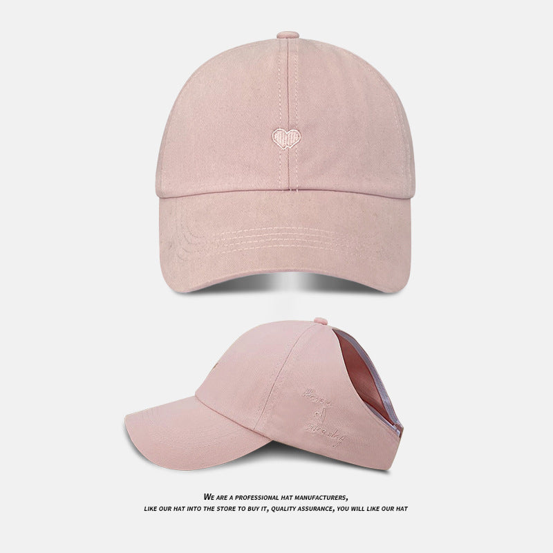 Pink Stylish Ponytail Opening Baseball Cap - Have a Nice Day" Embroidery" V888-ELOSUNG22889