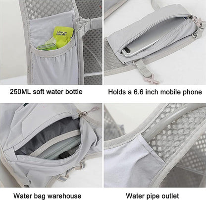 Grey Lightweight Hydration Vest Pack - Breathable Running & Cycling Backpack V888-ELOSUNG22892