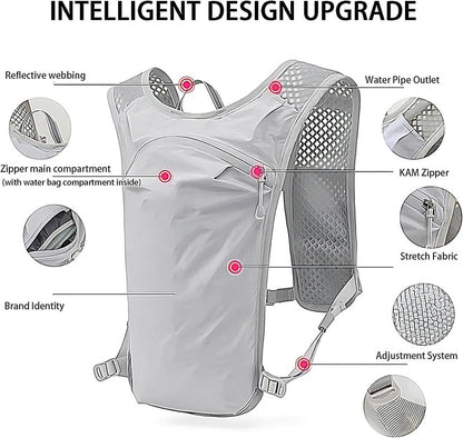 Grey Lightweight Hydration Vest Pack - Breathable Running & Cycling Backpack V888-ELOSUNG22892