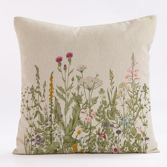 Style 3 Wildflower Linen Pillow Cover - Botanical Print Cushion Case (Three piece set: 45x45cm) V888-ELOSUNG22901