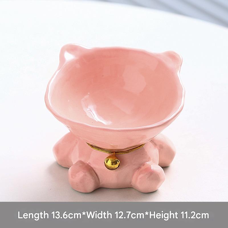 Pink Cute Ceramic Cat Bowl - Pet Feeder for Feeding and Drinking V888-ELOSUNG22920