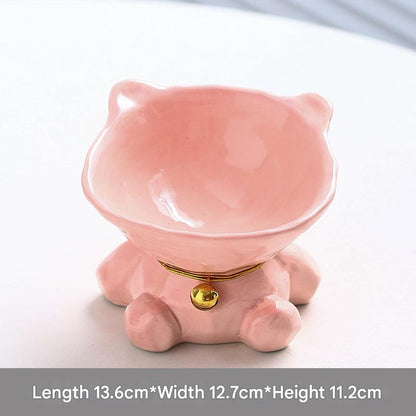 Pink Cute Ceramic Cat Bowl - Pet Feeder for Feeding and Drinking V888-ELOSUNG22920