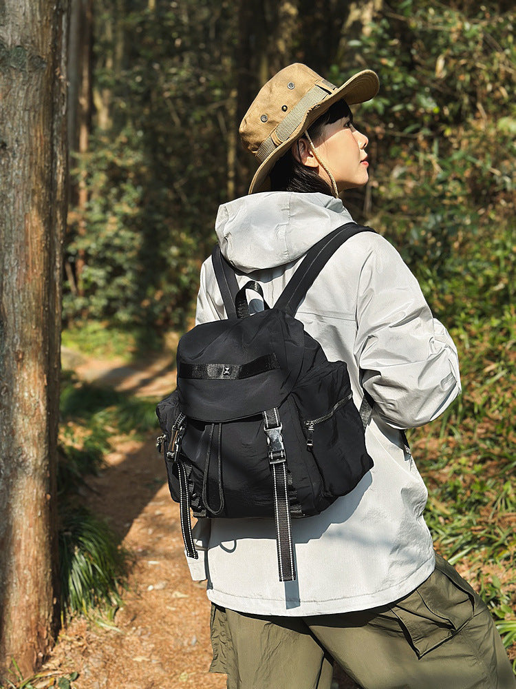 Black Lightweight Nylon Backpack - Water Resistant Travel Daypack for Women & Men V888-ELOSUNG22933
