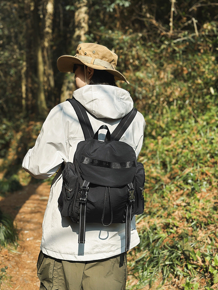 Black Lightweight Nylon Backpack - Water Resistant Travel Daypack for Women & Men V888-ELOSUNG22933
