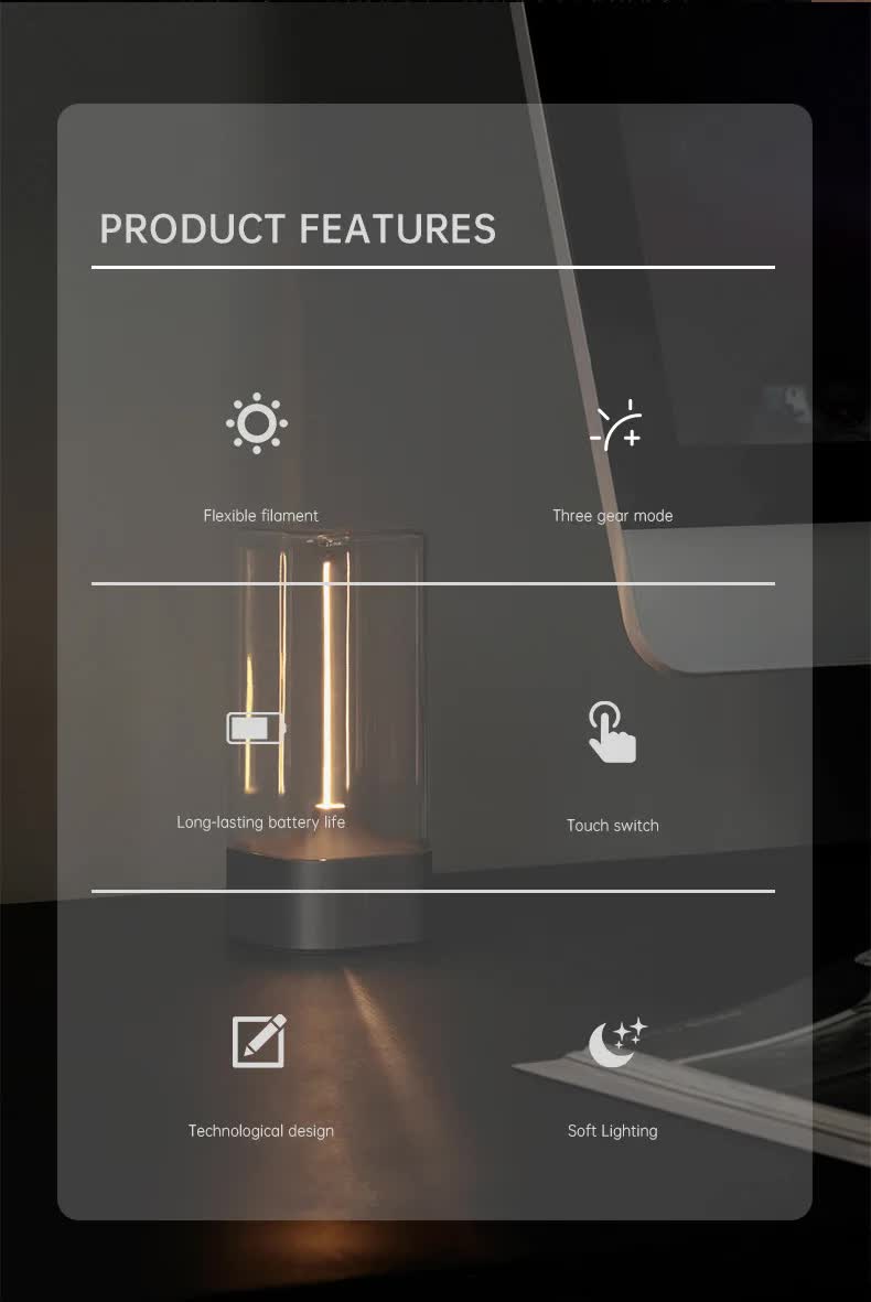 White Portable Magnetic Table Lamp with Bendable LED - USB-C Rechargeable V888-ELOSUNG22981