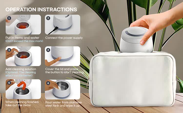 White Ultrasonic Cleaner with UV Light for Dentures, Aligners & Jewelry V888-ELOSUNG22982