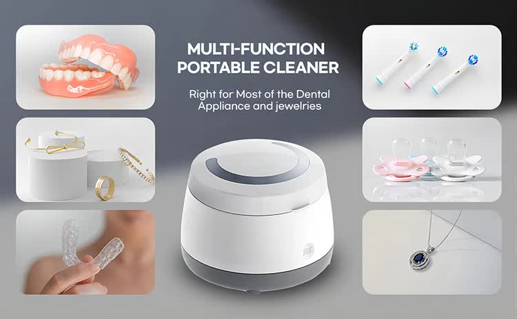 White Ultrasonic Cleaner with UV Light for Dentures, Aligners & Jewelry V888-ELOSUNG22982