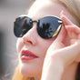 2-pcs Black Elegant Women's Cat Eye Sunglasses - Anti-Glare, Lightweight Frame V888-ELOSUNG22995