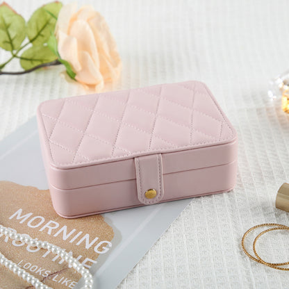 Pink Elegant Quilted PU Leather Jewelry Box - Portable Organizer for Travel & Home V888-ELOSUNG23009