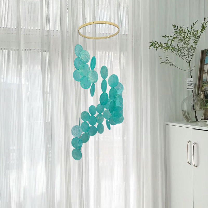 Cyan Bohemian Seashell Wind Chime - Dream Catcher Hanging Decor for Home V888-ELOSUNG23033