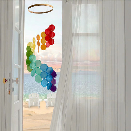 Cyan Bohemian Seashell Wind Chime - Dream Catcher Hanging Decor for Home V888-ELOSUNG23033