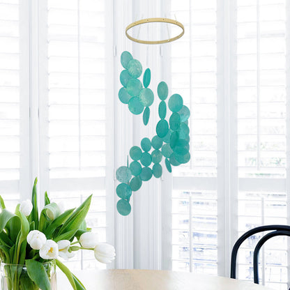 Cyan Bohemian Seashell Wind Chime - Dream Catcher Hanging Decor for Home V888-ELOSUNG23033