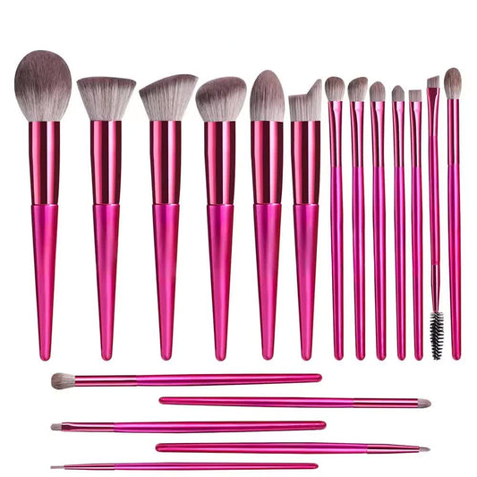Pink 18-Piece Makeup Brush Set - Professional Synthetic Fiber Brushes with Wooden Handles for Flawless Beauty V888-ELOSUNG23144