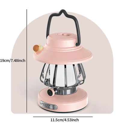 Purple Retro Snail Night Light - Portable Rechargeable Camping Lantern with Hook, 3-Color Dimming V888-ELOSUNG23227