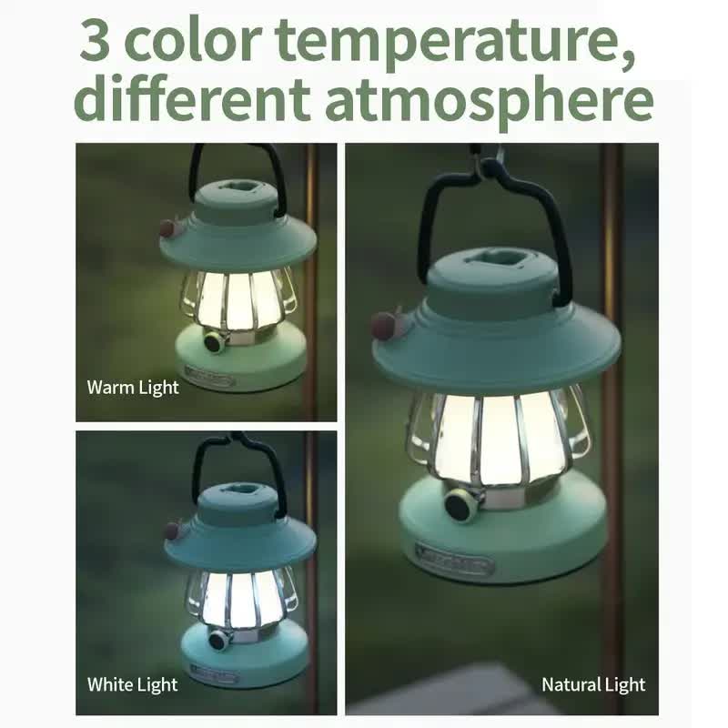 Purple Retro Snail Night Light - Portable Rechargeable Camping Lantern with Hook, 3-Color Dimming V888-ELOSUNG23227