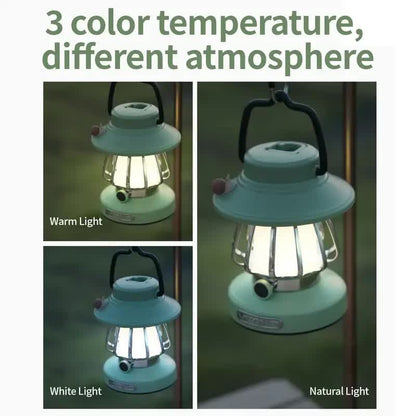 Purple Retro Snail Night Light - Portable Rechargeable Camping Lantern with Hook, 3-Color Dimming V888-ELOSUNG23227