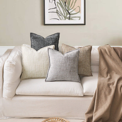 Coffee Chenille Crosshatch Textured Pillow Covers Set of 2 - Modern Minimalist Sofa Bed Cushion Covers V888-ELOSUNG23278