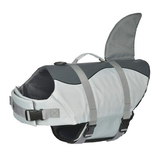 Size XL Grey Pet Life Jacket for Dogs - Summer Swimming Safety Vest with Shark Fin for Small to Large Breeds V888-ELOSUNG23302