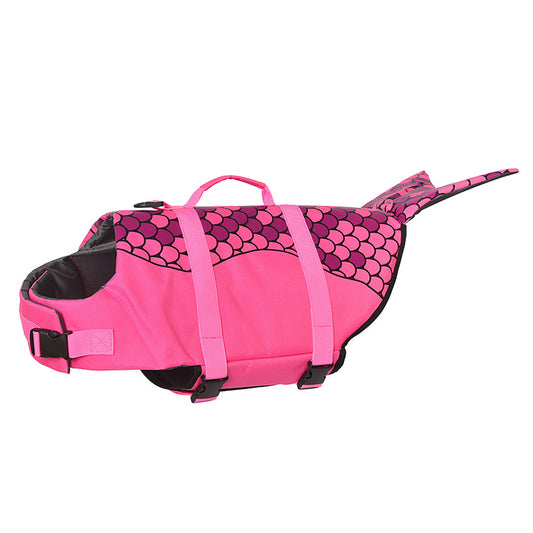 Size XS Pink Scale Pattern Pet Life Jacket for Dogs - Summer Swimming Safety Vest with Shark Fin for Small to V888-ELOSUNG23313