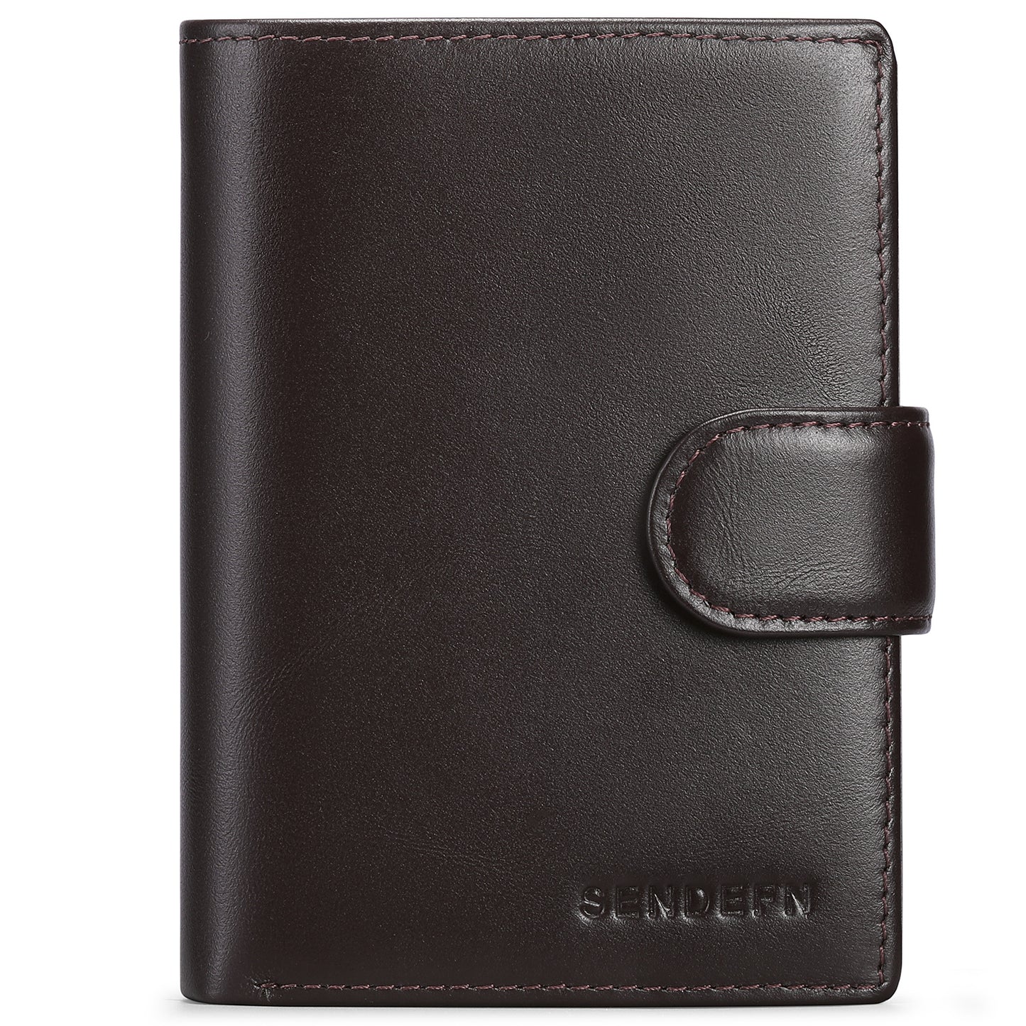 Coffee Men's Short Leather Wallet with RFID Protection - Genuine Cowhide Cardholder with Coin Pocket V888-ELOSUNG23344