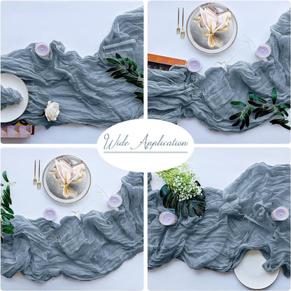 Pink Bohemian Gauze Table Runner 2-Pack - Polyester Fabric for Party and Birthday Table Decor V888-ELOSUNG23355
