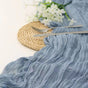Blue Bohemian Gauze Table Runner 2-Pack - Polyester Fabric for Party and Birthday Table Decor V888-ELOSUNG23359