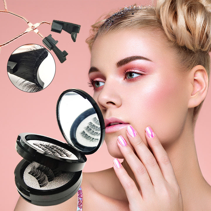 Style 2 Black Magnetic False Eyelashes Kit - 3 Pairs with Applicator Clip and Mirror Case V888-ELOSUNG23400